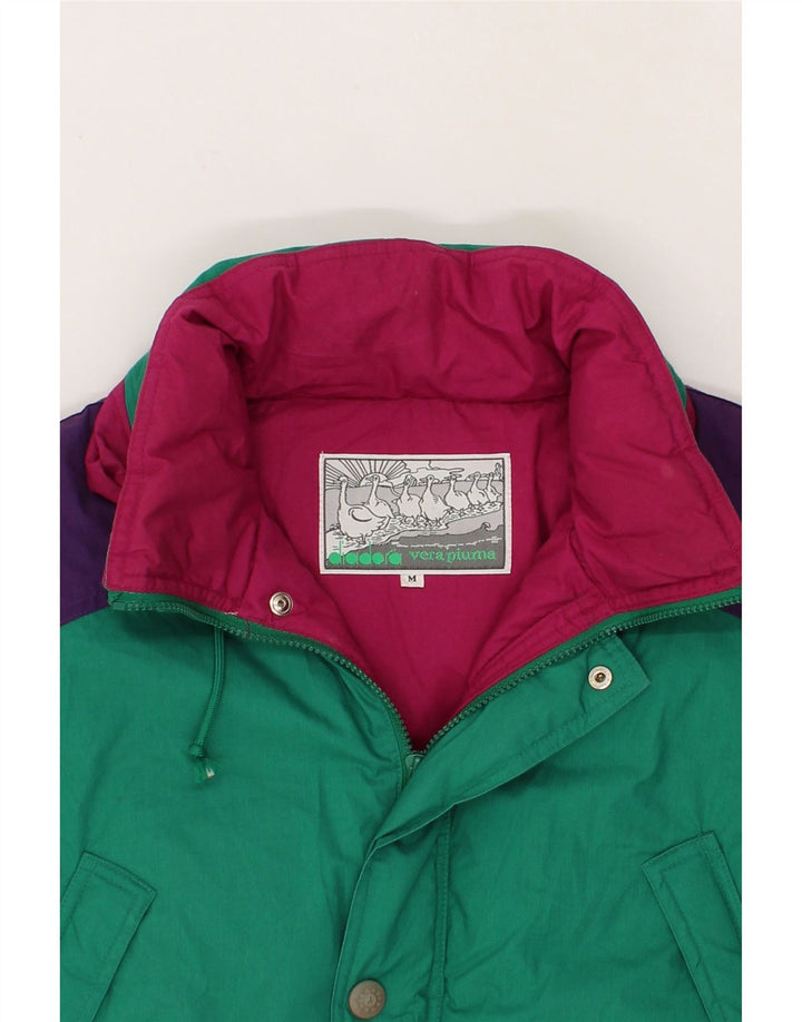 DIADORA Mens Padded Jacket UK 38 Medium Green Colourblock Polyester