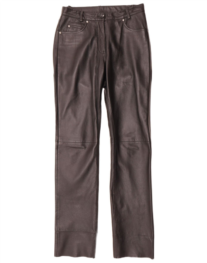 H.I.S Womens Straight Leather Trousers EU 38 Medium W28 L34 Black