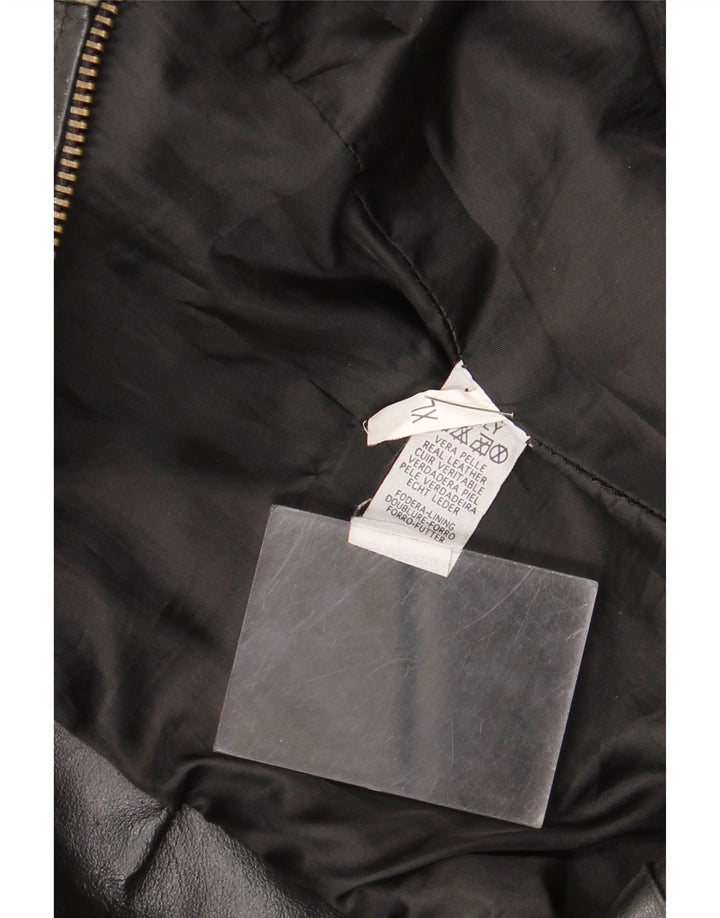 Vintage Womens Leather Jacket UK 18 XL Black Leather