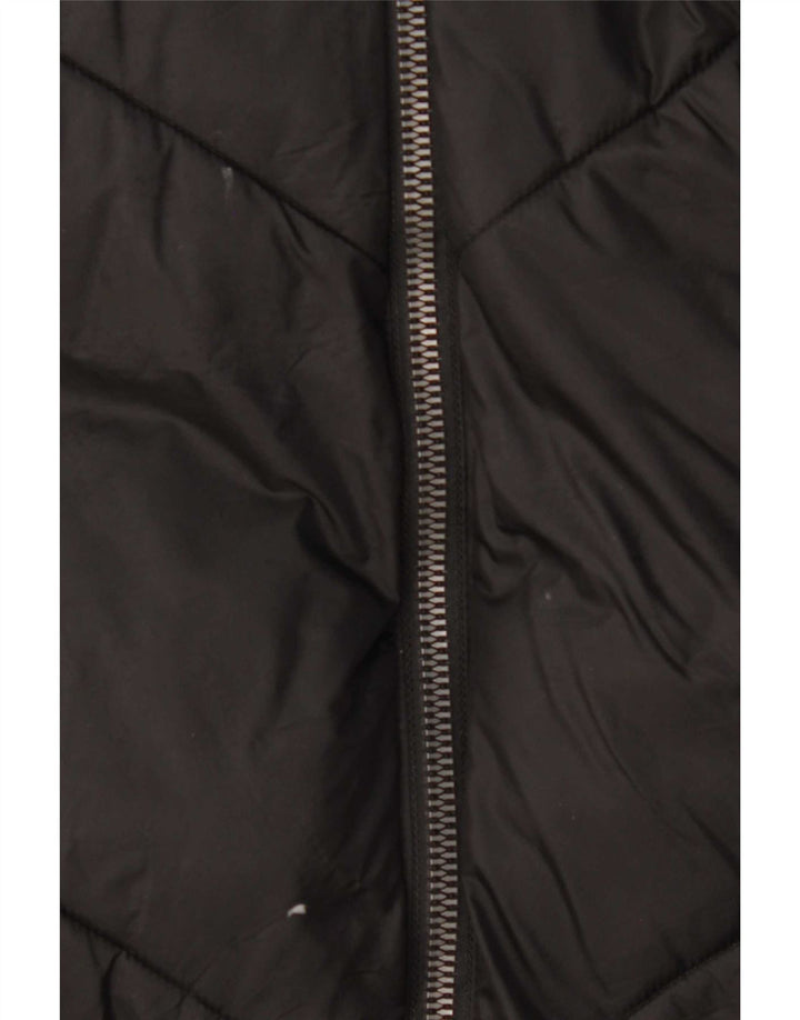 Zara Womens Hooded Padded Coat UK 14 Medium Black Polyester