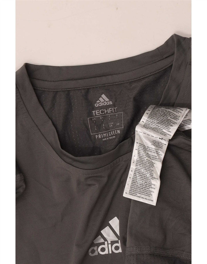 Camiseta masculina Adidas grande poliéster cinza