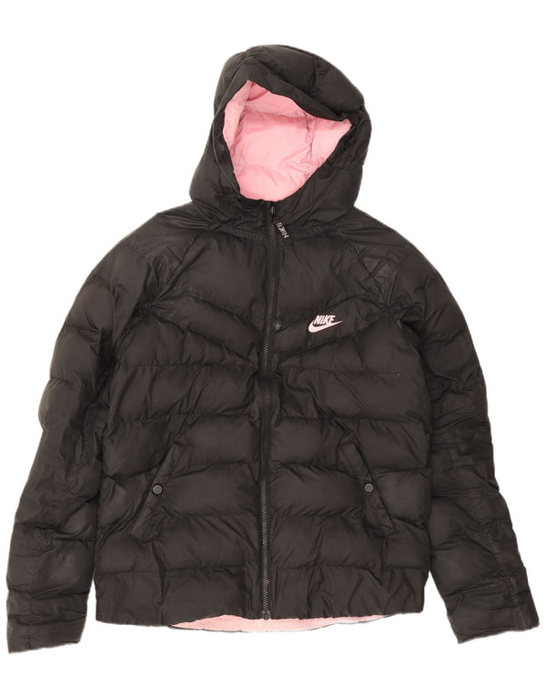 Nike Mädchen-Kapuzenjacke, gepolstert, 13–14 Jahre, XL, Schwarz, Polyester
