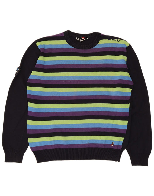 Maglione girocollo da ragazzo Quiksilver 13-14 anni in acrilico a righe nere