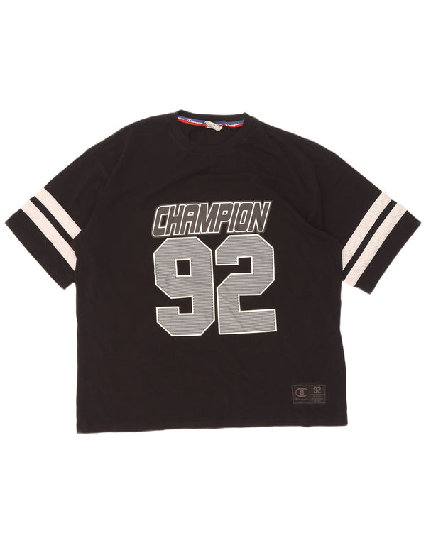 Champion Mens Graphic T-Shirt Top Medium Black