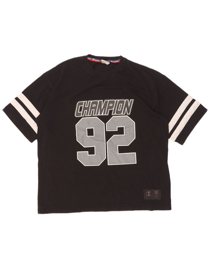 Champion Mens Graphic T-Shirt Top Medium Black