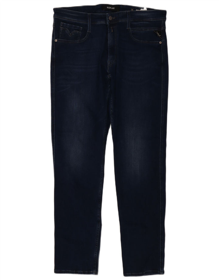 Replay Jean Slim Homme W36 L32 Bleu Marine Coton