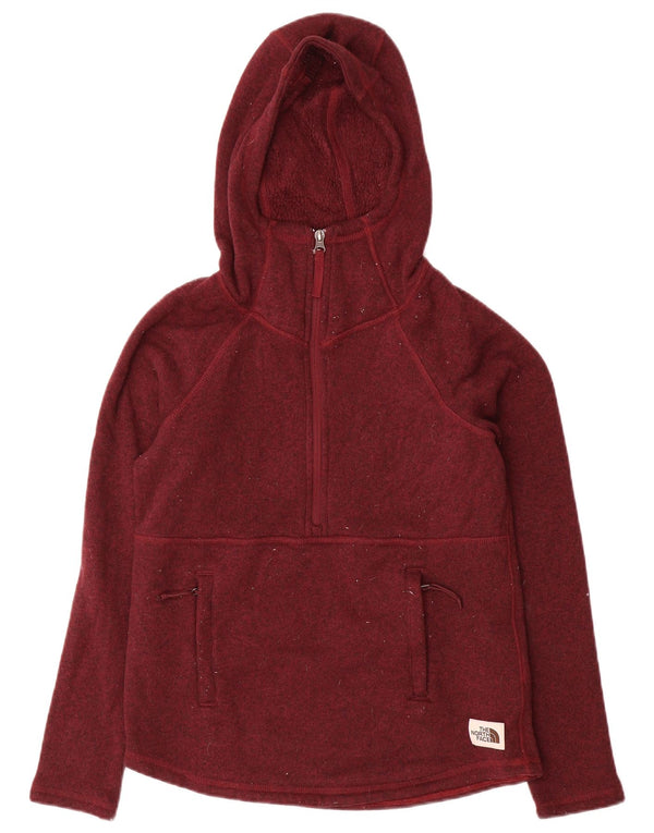 The North Face Womens Sherpa Hoodie Jumper UK 6 XS Burgundy Flecked
