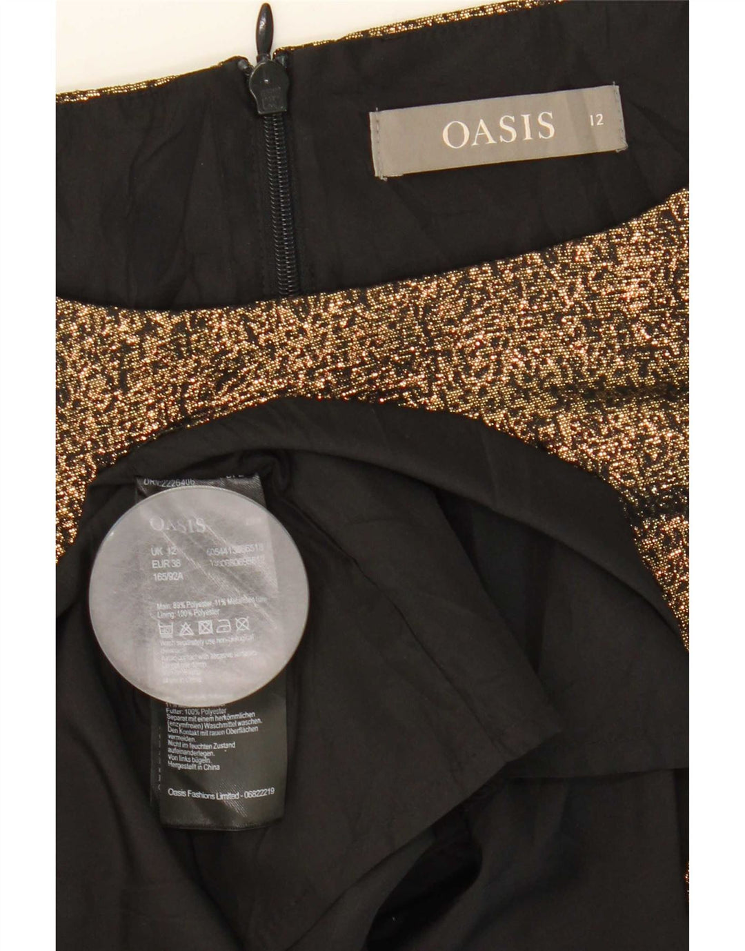 Oasis Womens Sleeveless A-Line Dress UK 12 Medium Gold Polyester