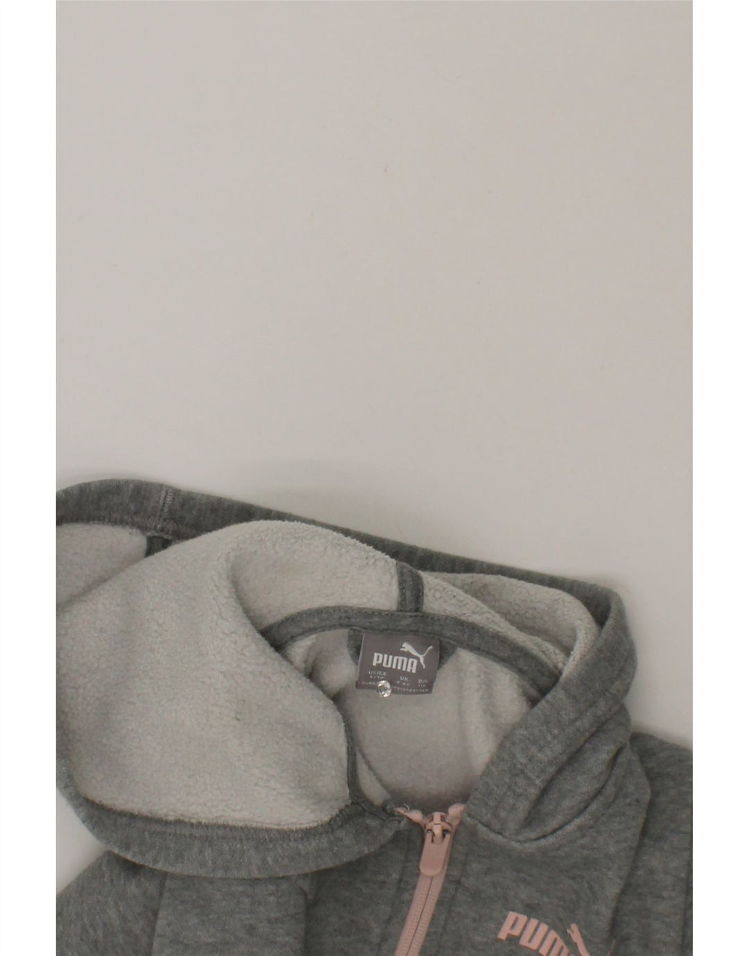 PUMA Girls Zip Hoodie Sweater 5-6 Years Grey Cotton Vintage Puma and Second-Hand Puma from Messina Hembry 