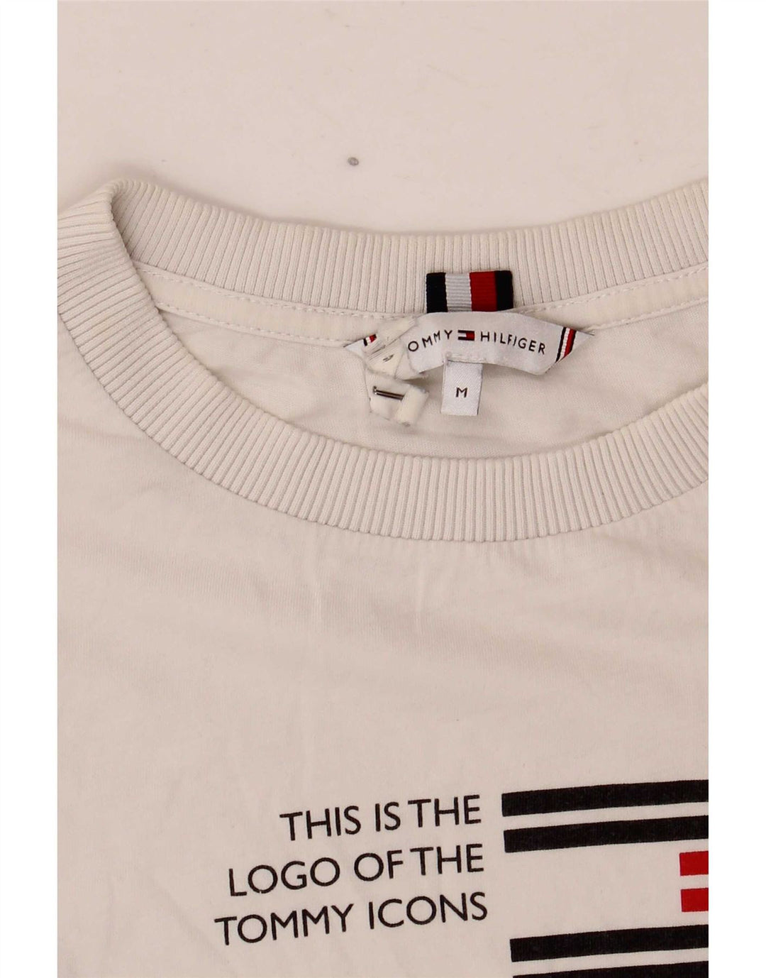 Tommy Hilfiger Womens Graphic T-Shirt Top UK 14 Medium White