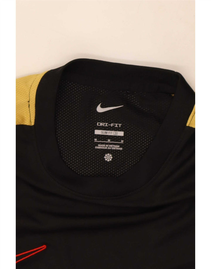 Nike Herre Dri Fit Slim T-Shirt Top Medium Sort Colourblock Polyester