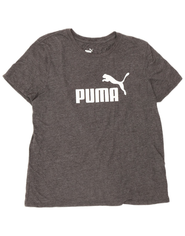 Puma T-shirt grafica da donna Top UK 16 Large Grigio Cotone