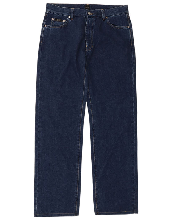 Hugo Boss Mens Texas Straight Jeans W34 L34 sötétkék pamut