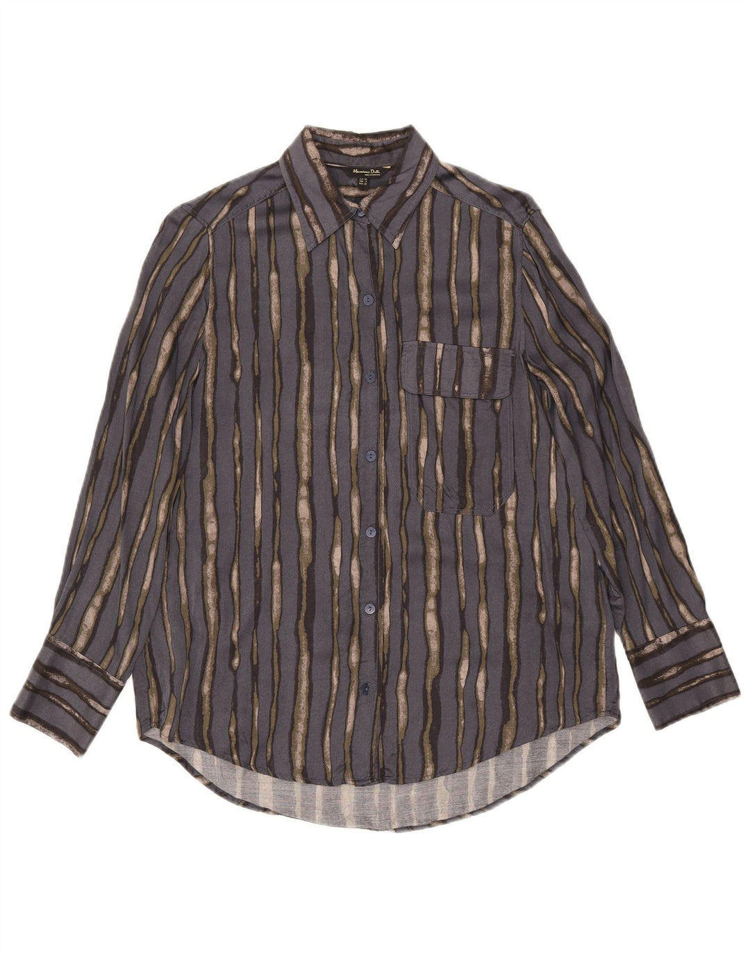 Massimo Dutti Damen-Oversize-Hemd, EU 38, kleine grau gestreifte Viskose