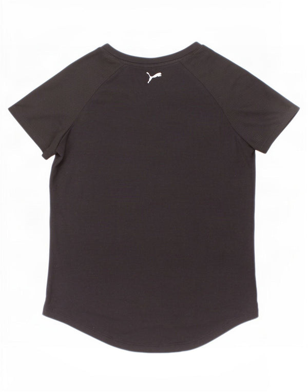 Puma Girls Graphic T-Shirt Top 12-13 Years Large Black Polyester