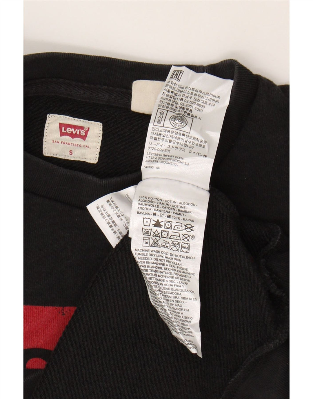 LEVI'S Womens Oversized Graphic Sweatshirt Jumper UK 10 Small Black Cotton
