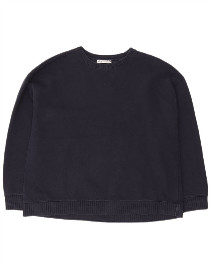 Felpa Oversize Da Donna ZARA Maglione UK 14 Medio Blu Navy