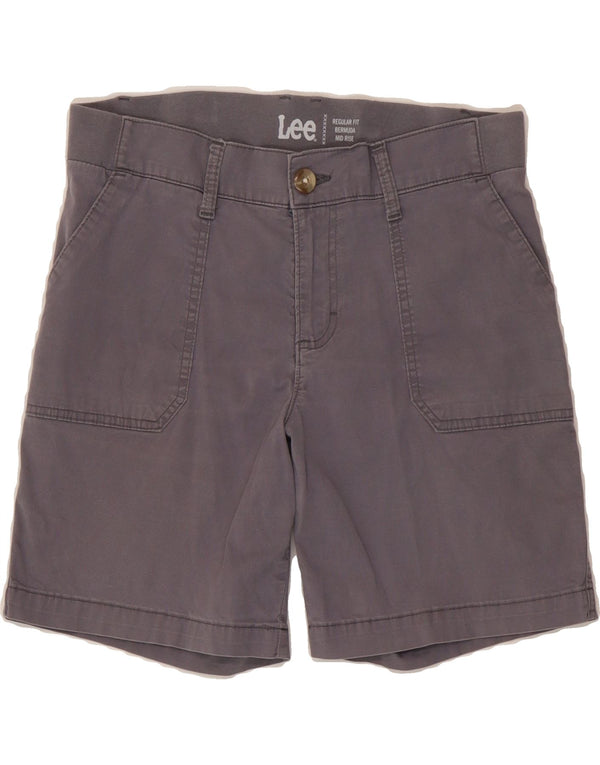 LEE Womens Mid Rise Regular Fit Bermuda Shorts US 6 Medium W30 Grey Cotton