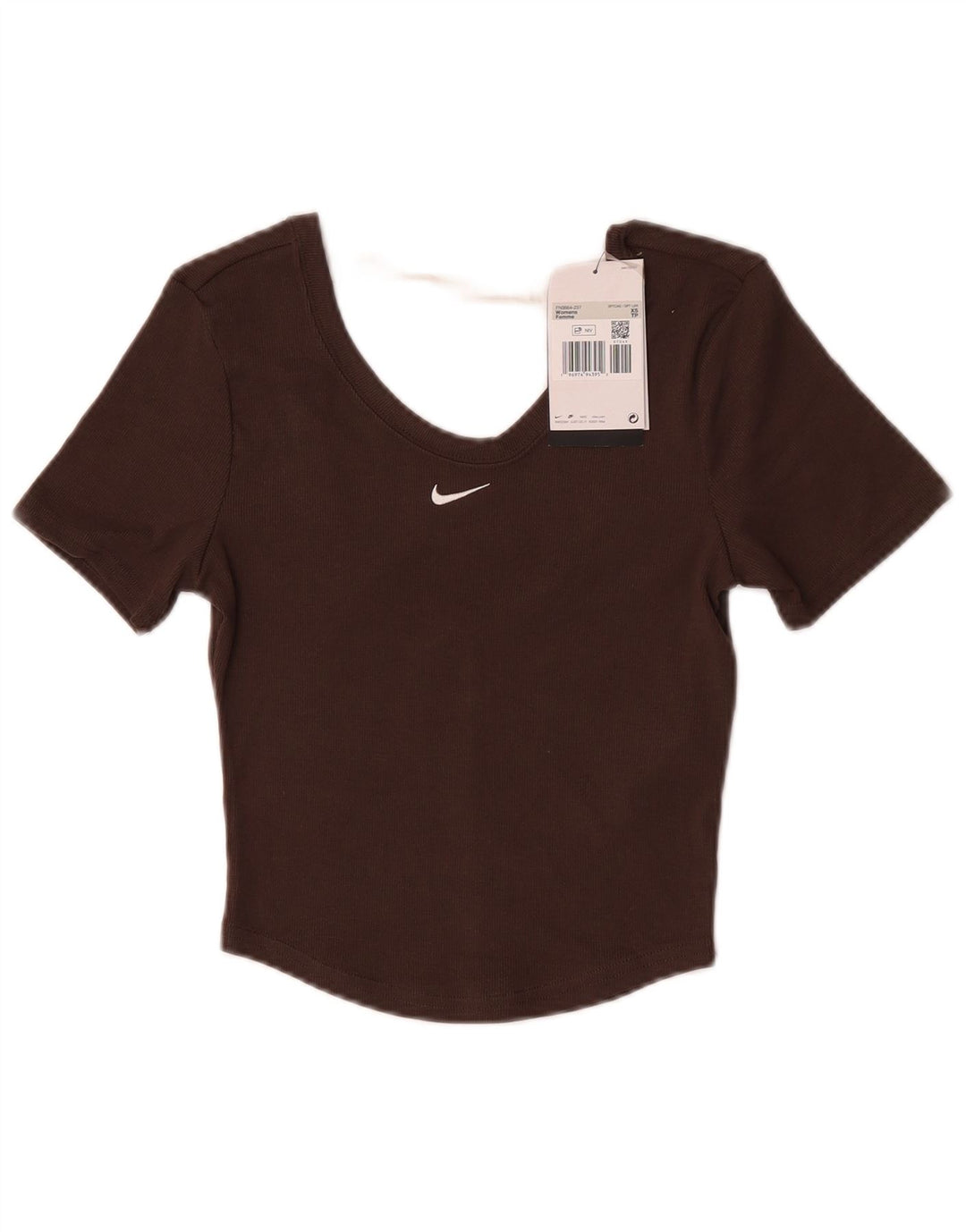 Nike Womens Crop T-Shirt Top UK 4 XS Brown Polyester