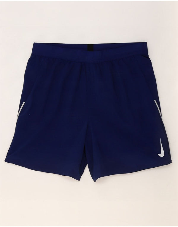 Nike Womens Dri Fit Sport Shorts UK 16 Large Navy Blue Polyester