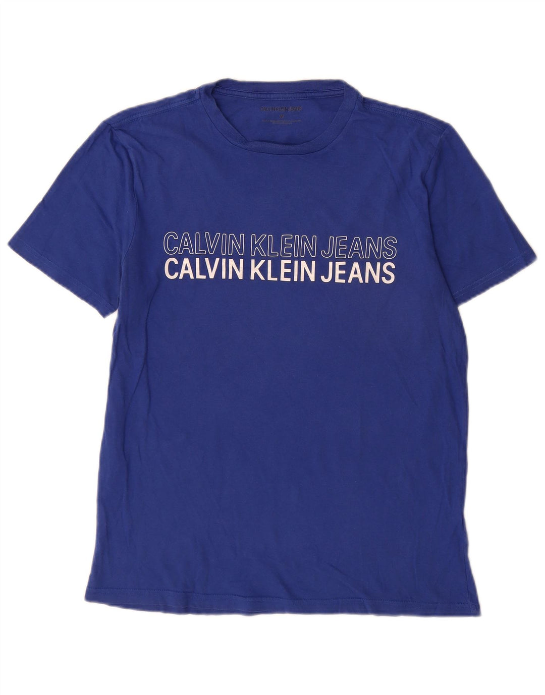 Calvin Klein Jeans Mens Graphic T-Shirt Top Medium Blue Cotton