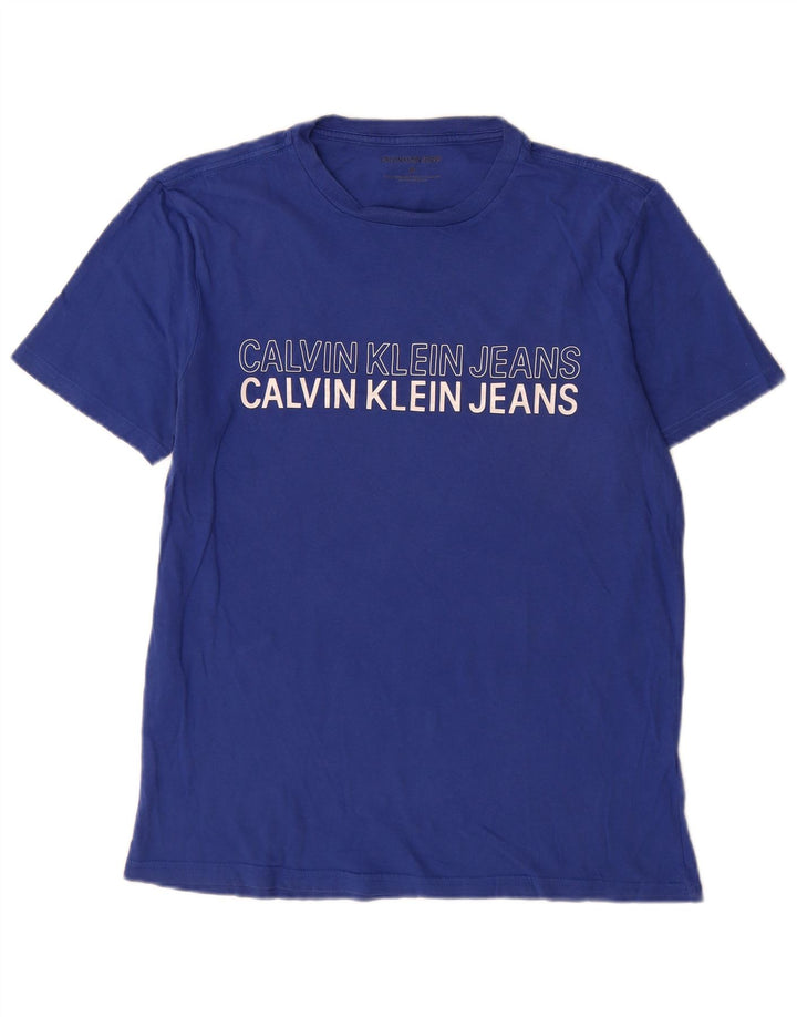 Calvin Klein Jeans Mens Graphic T-Shirt Top Medium Blue Cotton