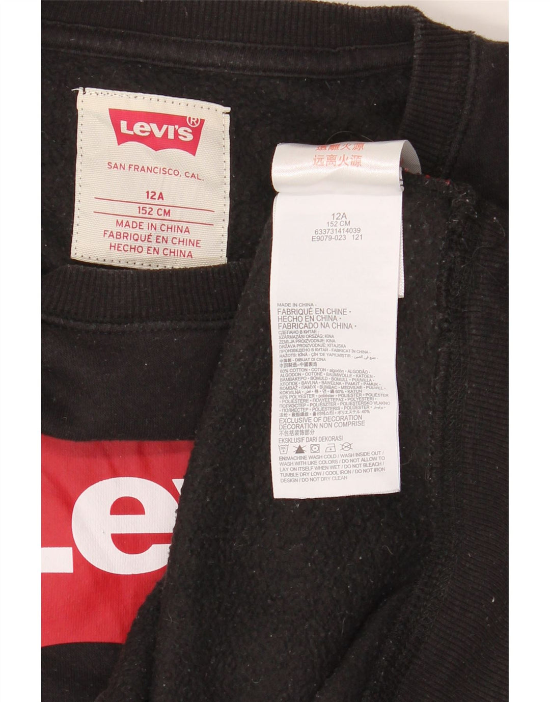 Levi's Boys Grafisk Sweatshirt Jumper 11-12 år Sort Bomuld