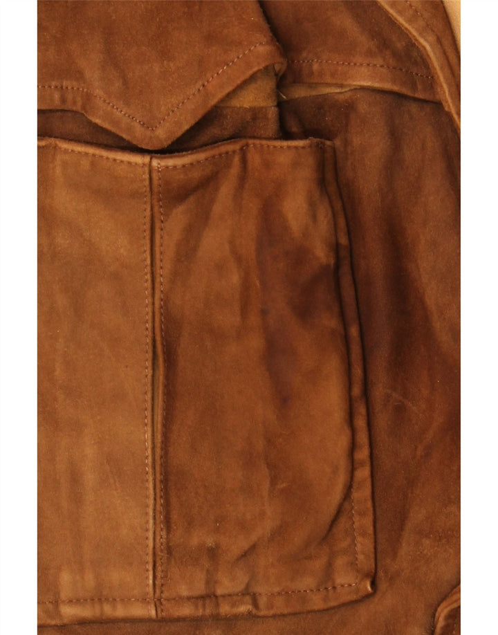 Vintage Womens Suede Jacket IT 52 2XL Brown Suede