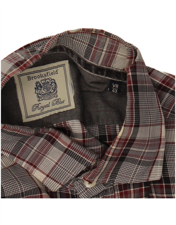 Camicia da uomo Brooksfield taglia 43 grande motivo a quadri grigi