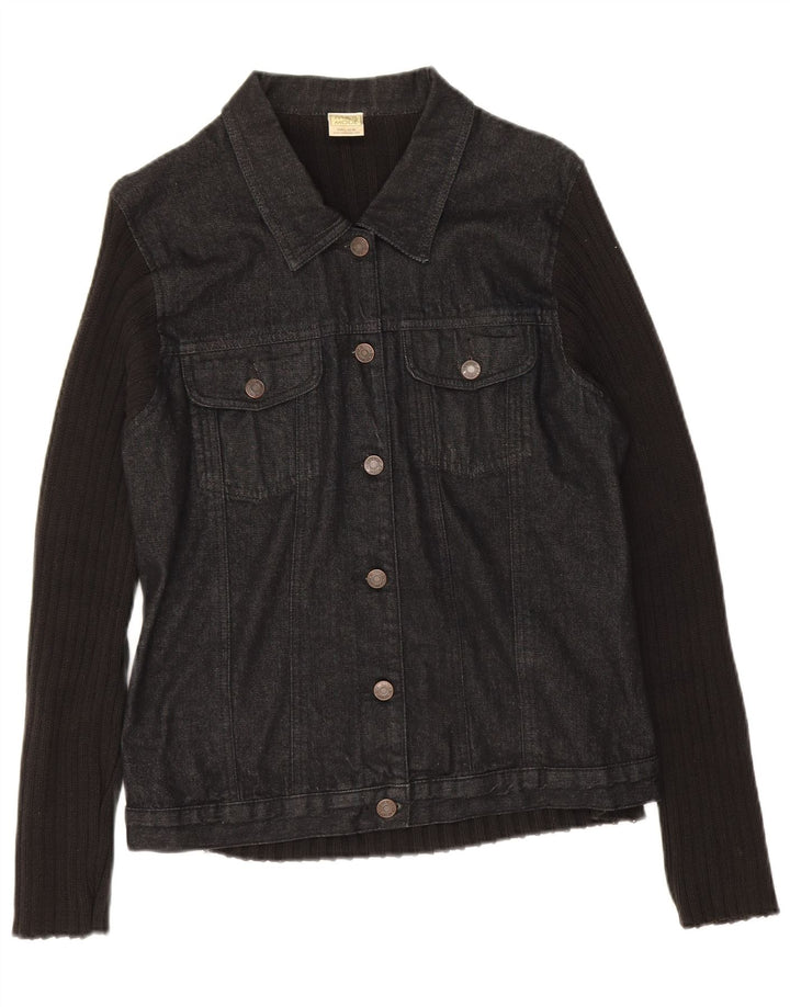 Marks & Spencer Womens Cardigan Sweater UK 16 Large Black Cotton