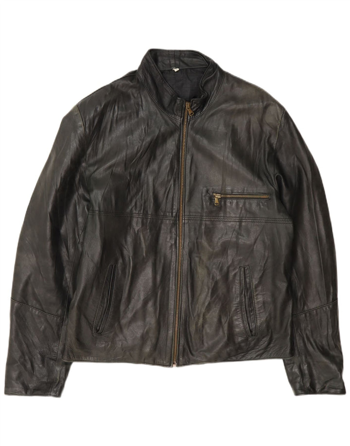 Bulli E Pupe Chaqueta de cuero para hombre UK 40 Large Black