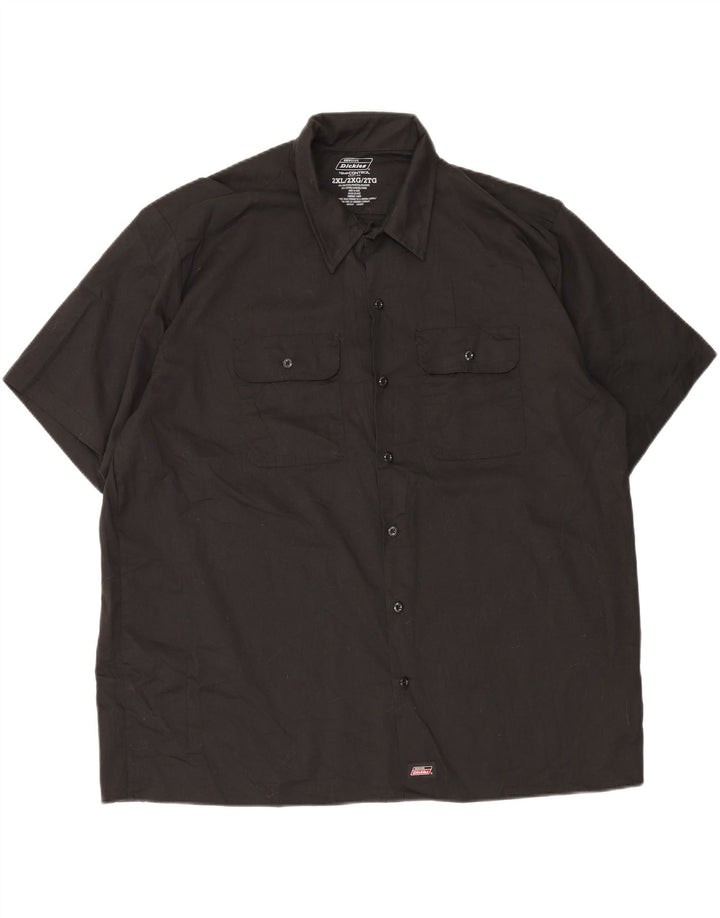 Dickies Mens Short Sleeve Shirt 2XL Black Polyester