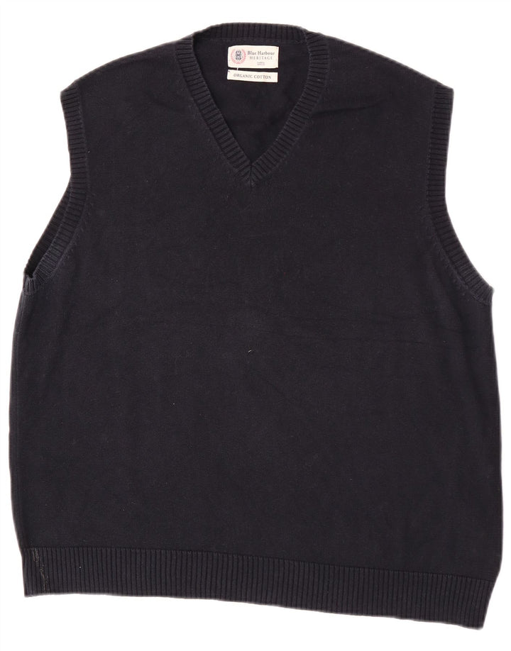 Marks & Spencer Mens Blue Harbour Vest Tank Top Large Navy Blue Cotton