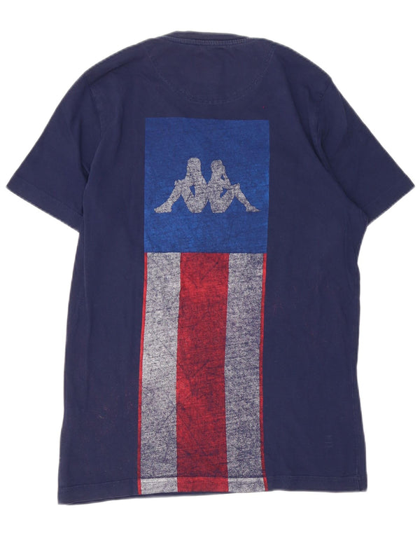 Kappa Herren-T-Shirt mit Grafik, mittleres Marineblau, Colourblock-Baumwolle