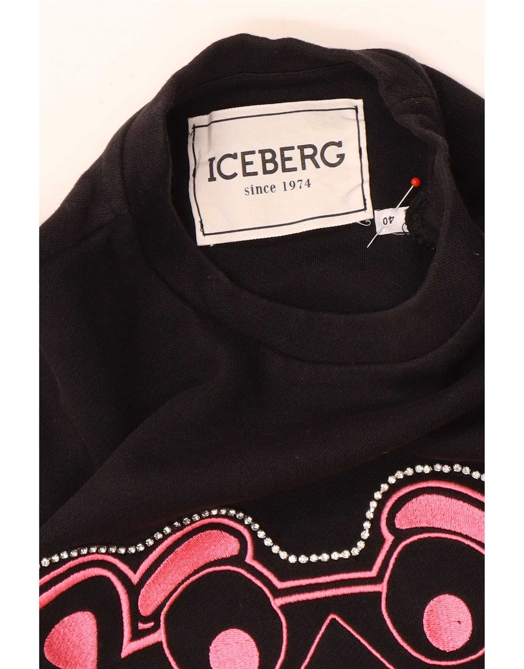 Iceberg Womens Pink Panther Graphic Sweatshirt Jumper IT 40 Small Black