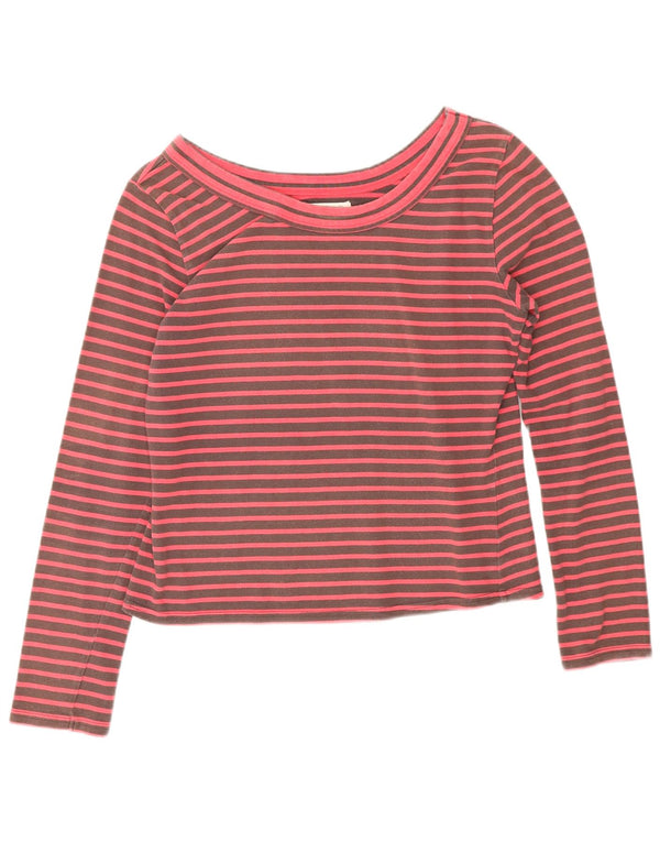 Toast Dame Lash Top Langærmet UK 12 Medium Brun Stribet Bomuld