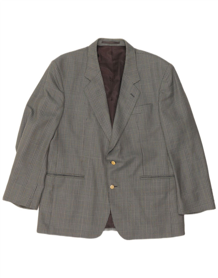 Giacca blazer da uomo a 2 bottoni Burberrys UK 40 grande lana pied de poule grigia