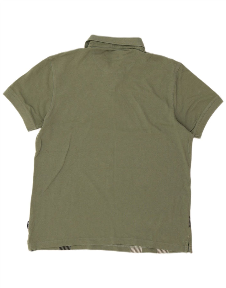 Barbour Mens Polo Shirt Large Green Check