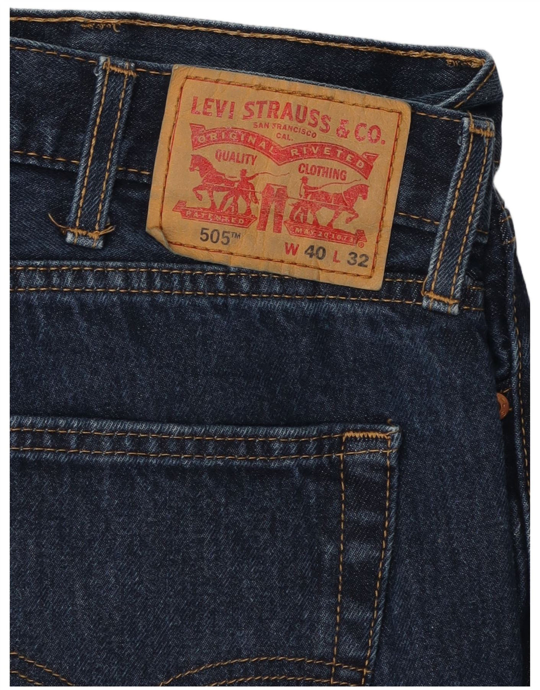 Levi's Herre 505 Straight Jeans W40 L30 Marineblå Bomuld