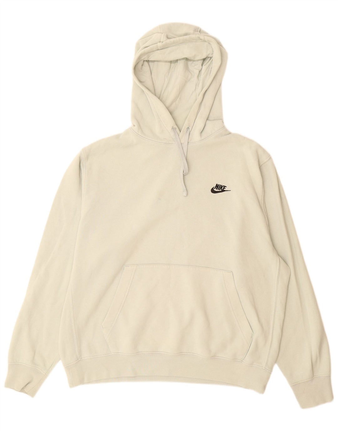Nike Mens Hoodie Jumper Large Off White Cotton