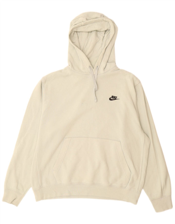 Nike Mens Hoodie Jumper Large Off White Cotton
