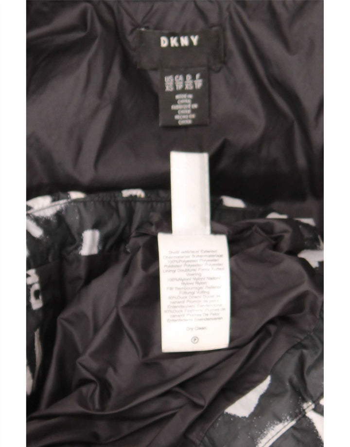 Dkny Womens Graphic Oversized Padded Coat UK 6 XS Black Nylon