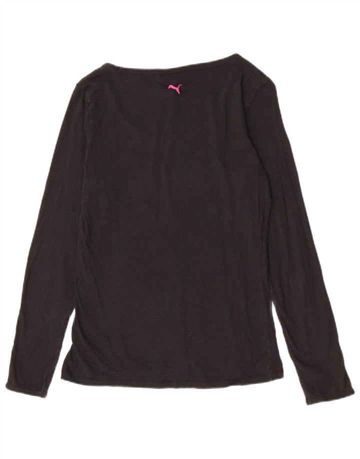 Puma Womens Graphic Top Long Sleeve UK 12 Medium Black