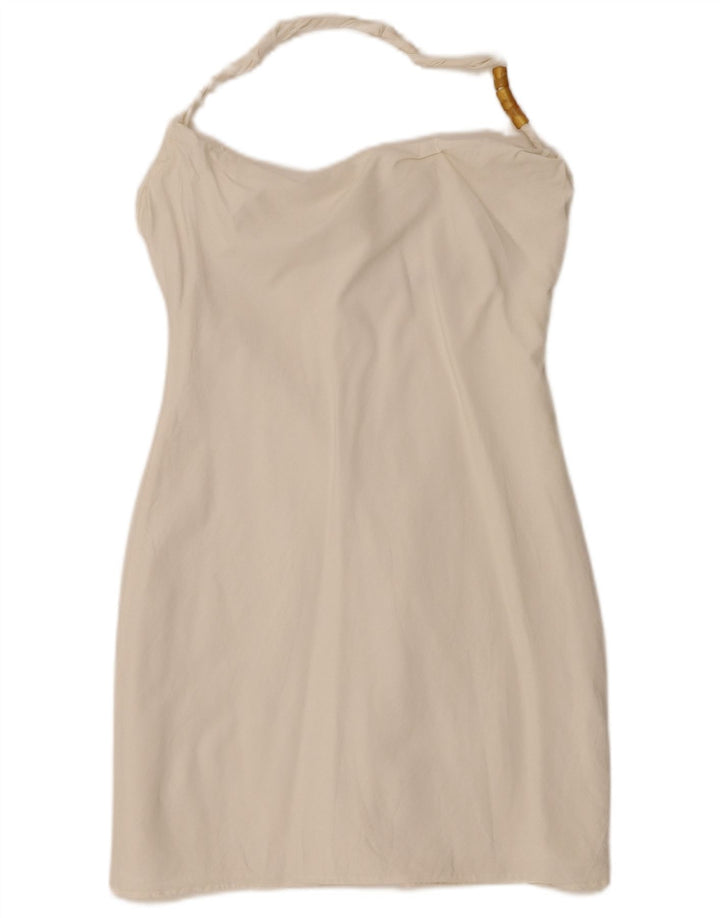 Zara Womens Mini Halter Dress UK 14 Large White Viscose