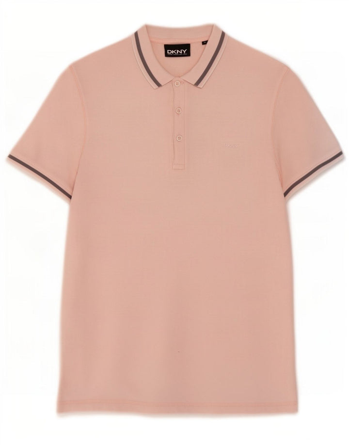 Dkny Mens Polo Shirt Medium Pink Cotton