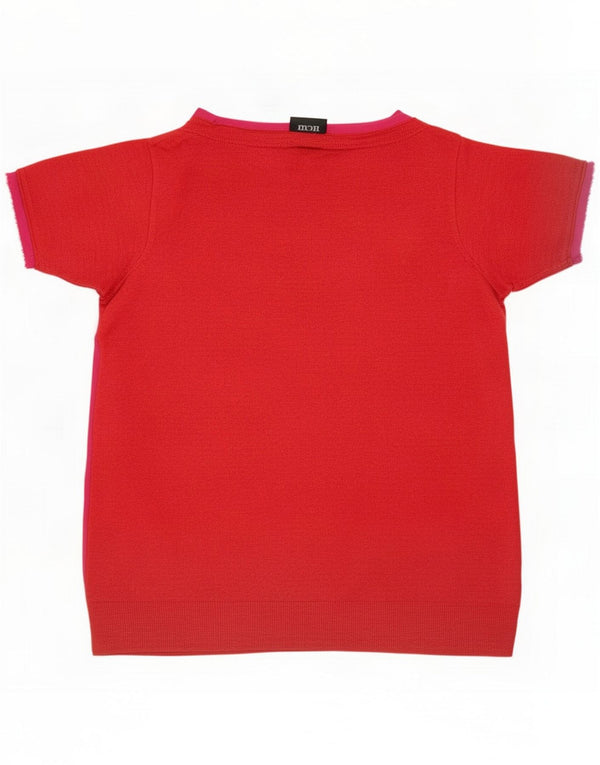 Vintage Womens T-Shirt Top UK 44 Medium Red Colourblock