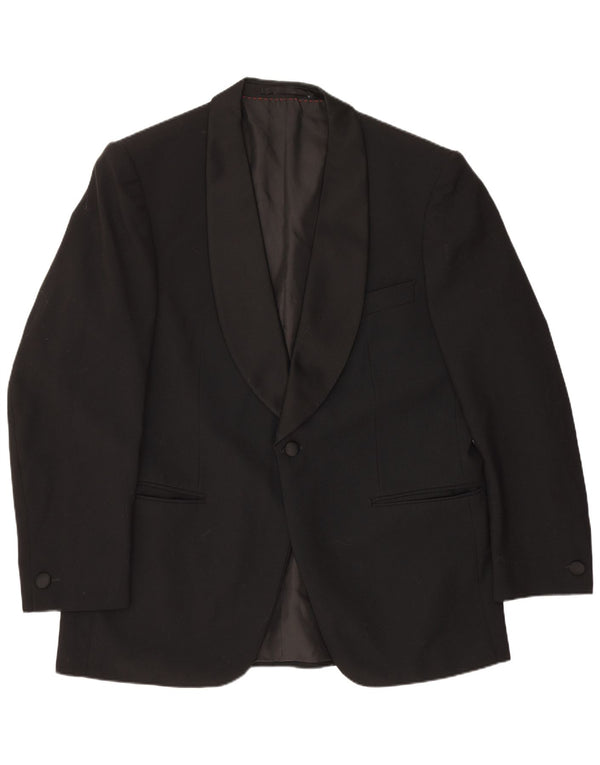 Giacca blazer da uomo a 1 bottone Wilvorst UK 40 grande lana vergine nera
