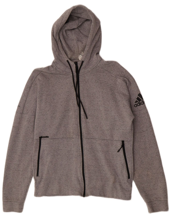 Adidas Damen-Trainingsanzug mit Kapuze, Top-Jacke, UK 12, mittelgrau, Baumwolle, Sport