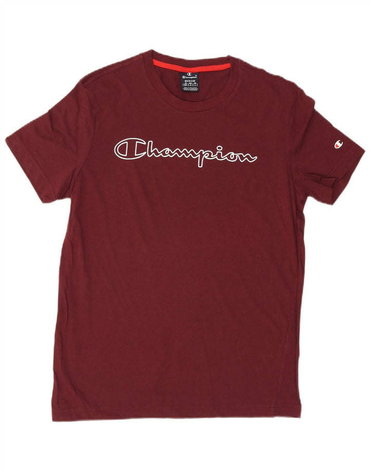 CHAMPION Mens Graphic T-Shirt Top Medium Burgundy Cotton
