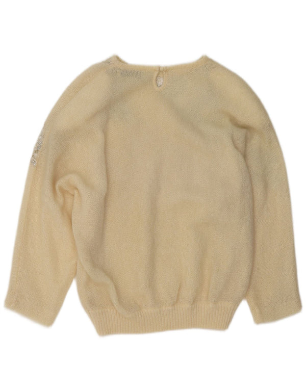 Giorgio Grati Womens Boat Neck Jumper Sweater IT 44 Medium Off White Floral